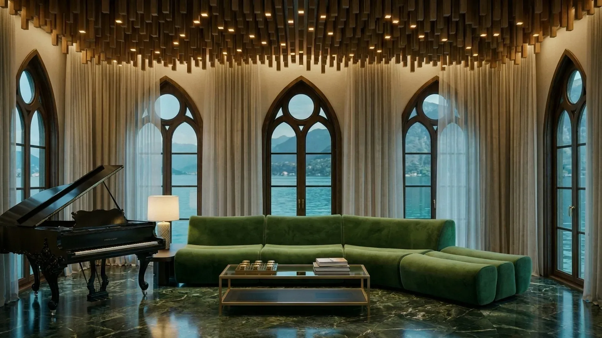Boutique hotel on the waterfront of Como lake — Architectural concept